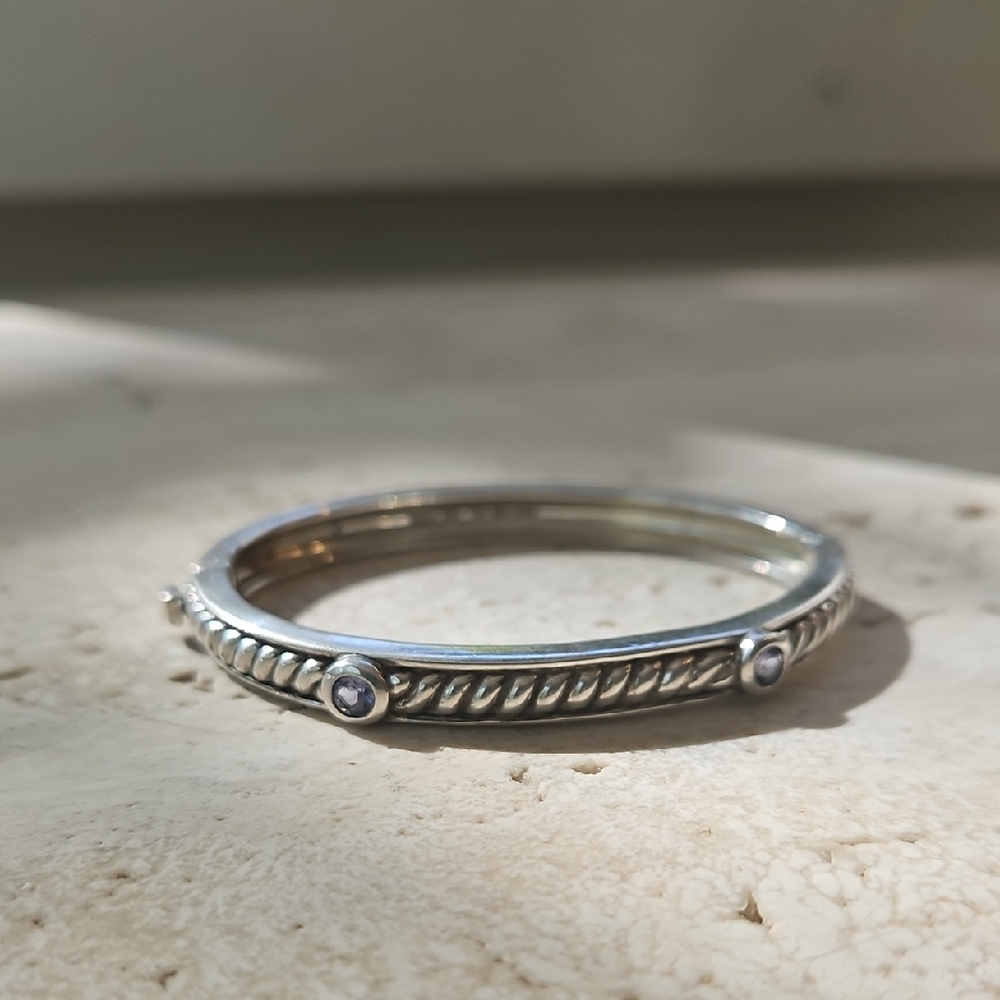 Judith Ripka 925 sterling silver hinged bangle bracelet